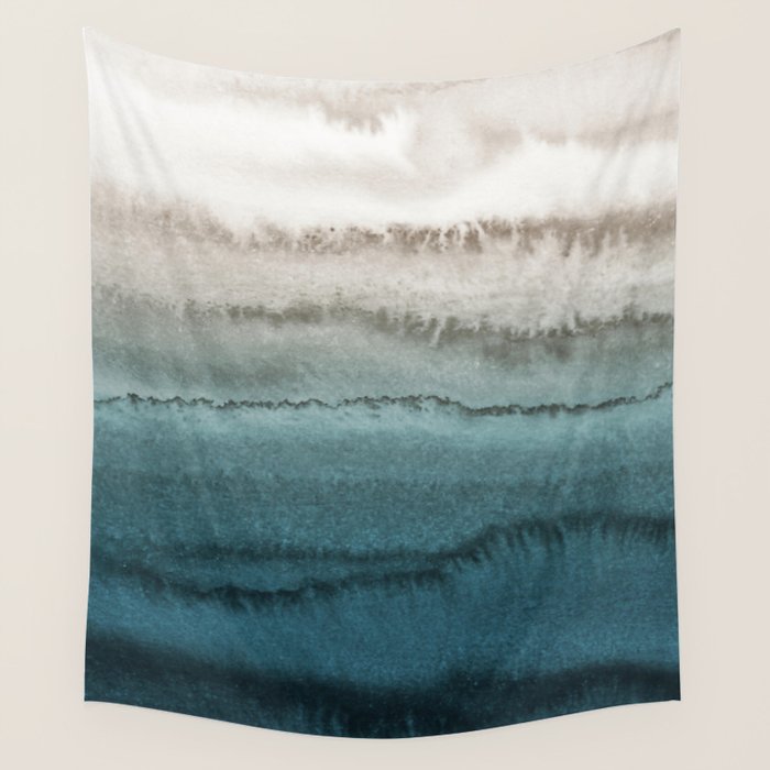 WITHIN THE TIDES - CRASHING WAVES TEAL Wall Tapestry Gallery Image 1