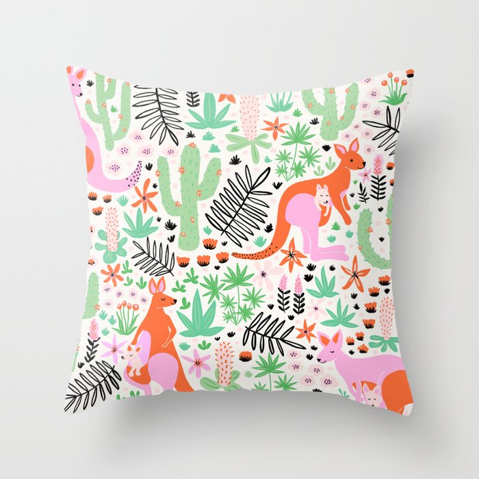 Kangaroo Cute Australian Animal Pattern Throw Pillow Gallery Image 6