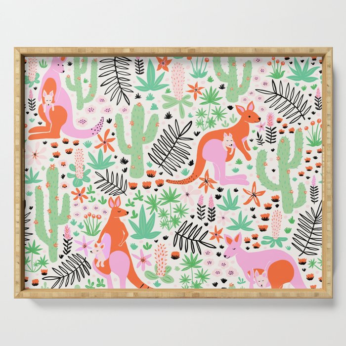 Kangaroo Cute Australian Animal Pattern Serving Tray Gallery Image 1