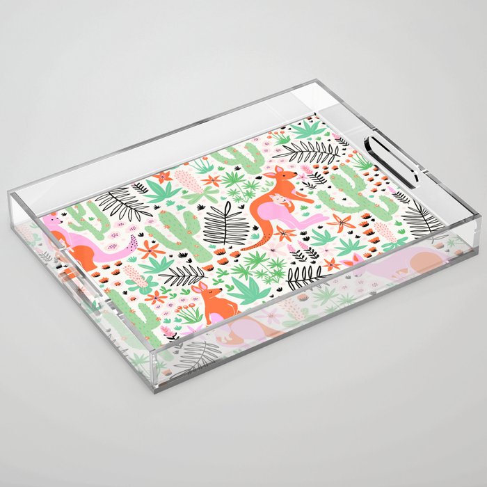 Kangaroo Cute Australian Animal Pattern Acrylic Tray Gallery Image 1