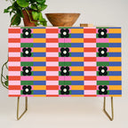 Mod Color Blocked Flower Pattern Credenza Gallery Image 1