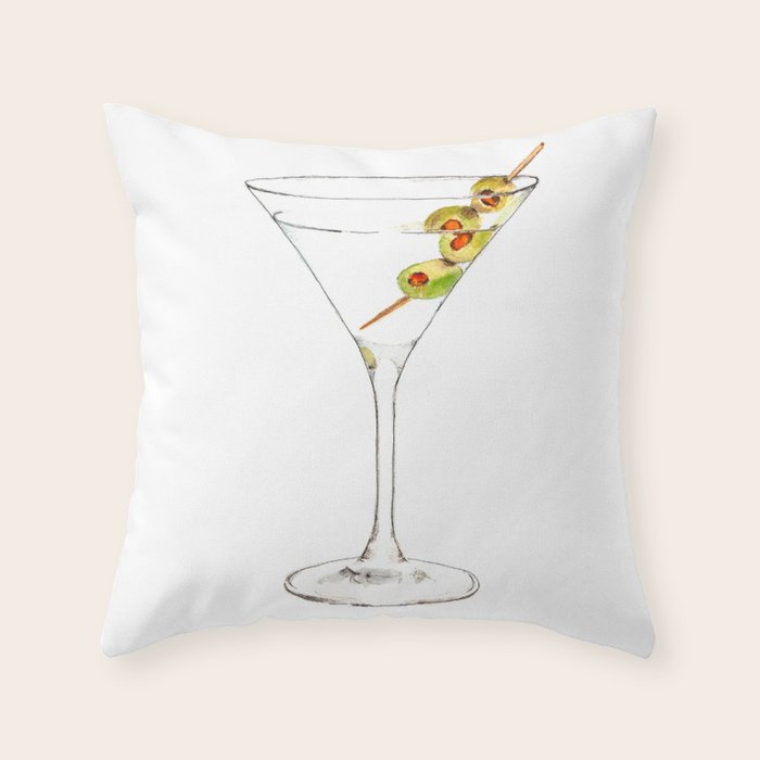 Cocktails. Martini. Watercolor Painting. Throw Pillow Gallery Image 6