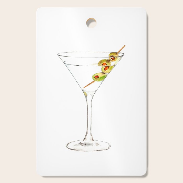 Cocktails. Martini. Watercolor Painting. Cutting Board Gallery Image 1