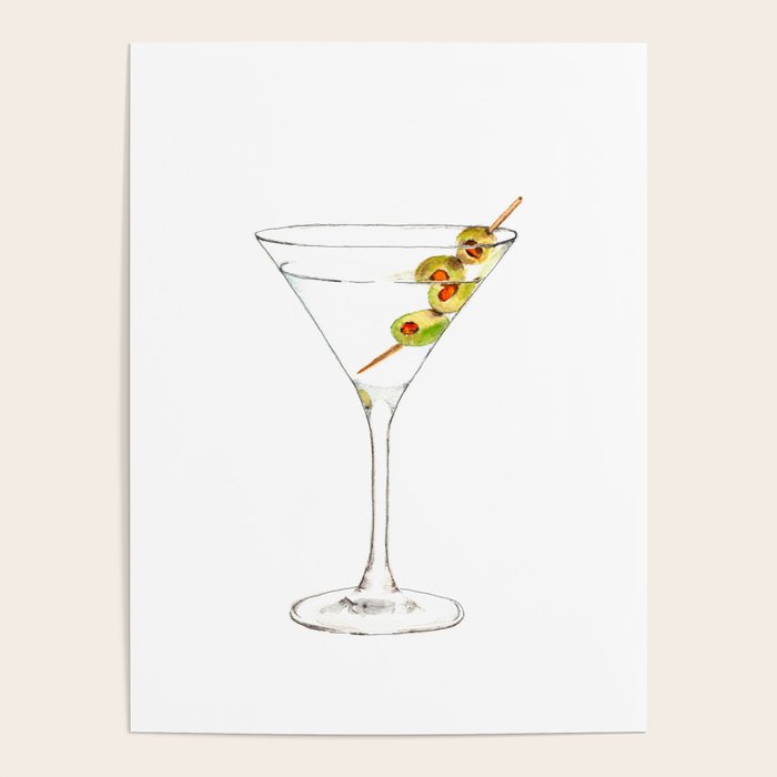 Cocktails. Martini. Watercolor Painting. Poster Gallery Image 4