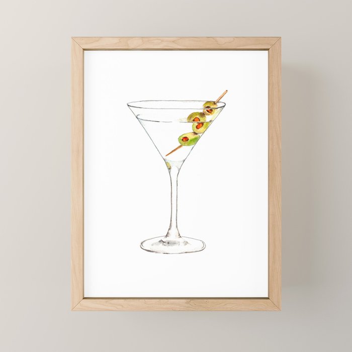 Cocktails. Martini. Watercolor Painting. Mini Art Print Gallery Image 1