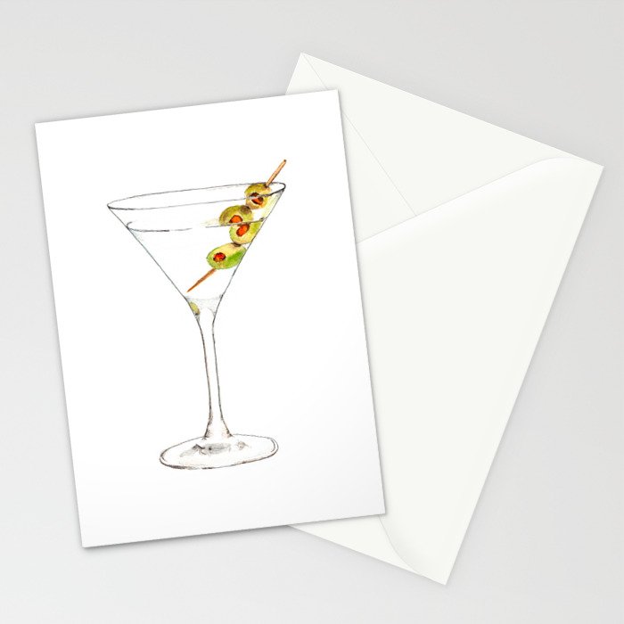 Cocktails. Martini. Watercolor Painting. Stationery Card Gallery Image 2