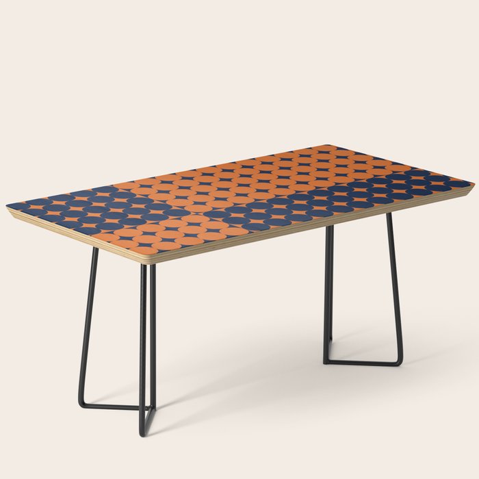 Abstraction Shapes 30 in vintage Orange and Navy Blue Coffee Table Gallery Image 1