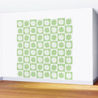 Green And White Checkered Flower Pattern Wall Mural Gallery Image 2