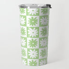 Green And White Checkered Flower Pattern Travel Mug Gallery Image 2