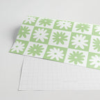 Green And White Checkered Flower Pattern Wrapping Paper Gallery Image 2