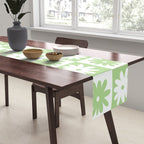 Green And White Checkered Flower Pattern Table Runner Gallery Image 2