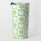 Green And White Checkered Flower Pattern Travel Mug Gallery Image 3