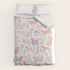 Dogs ABC Alphabet Print for Kids Room in Pink and Purple Duvet Cover Gallery Image 6