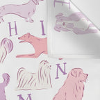 Dogs ABC Alphabet Print for Kids Room in Pink and Purple Wall Tapestry Gallery Image 3