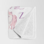 Dogs ABC Alphabet Print for Kids Room in Pink and Purple Throw Blanket Gallery Image 3
