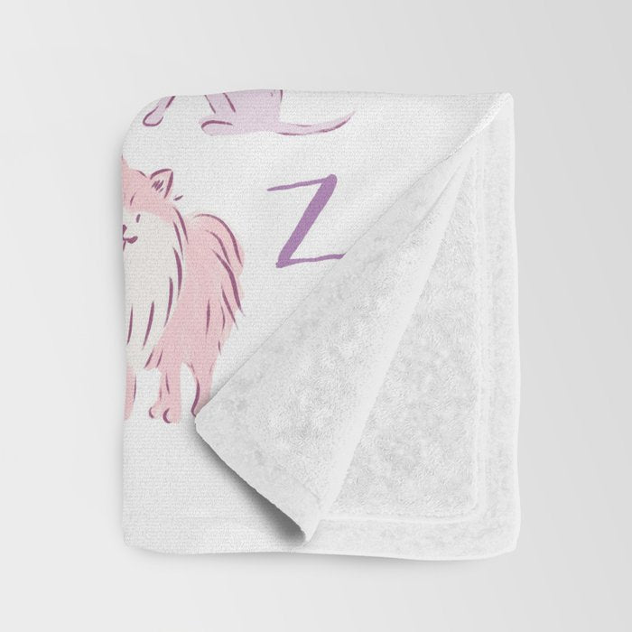 Dogs ABC Alphabet Print for Kids Room in Pink and Purple Throw Blanket Gallery Image 3