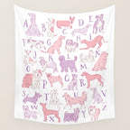 Dogs ABC Alphabet Print for Kids Room in Pink and Purple Wall Tapestry Gallery Image 4