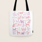Dogs ABC Alphabet Print for Kids Room in Pink and Purple Tote Bag Gallery Image 1