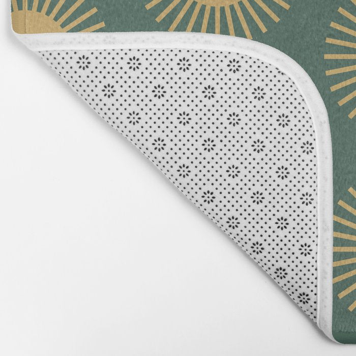 Boho Summer Sun Pattern X Kelly Green and Yellow Bath Mat Gallery Image 2
