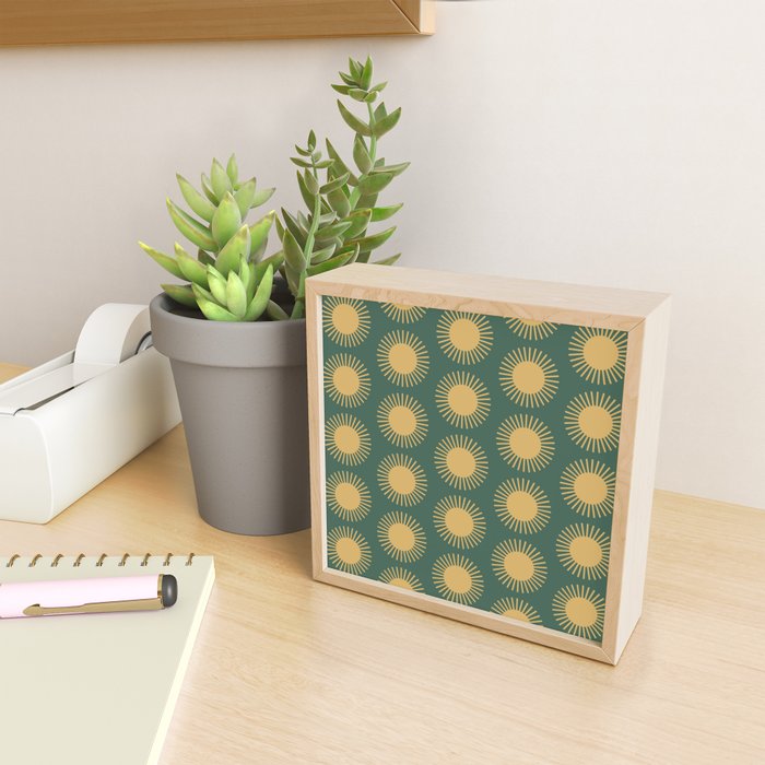 Boho Summer Sun Pattern X Kelly Green and Yellow Mini Art Print Gallery Image 2
