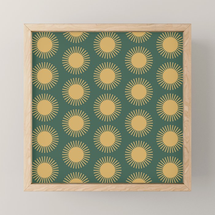 Boho Summer Sun Pattern X Kelly Green and Yellow Mini Art Print Gallery Image 1