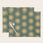 Boho Summer Sun Pattern X Kelly Green and Yellow Placemat Gallery Image 1