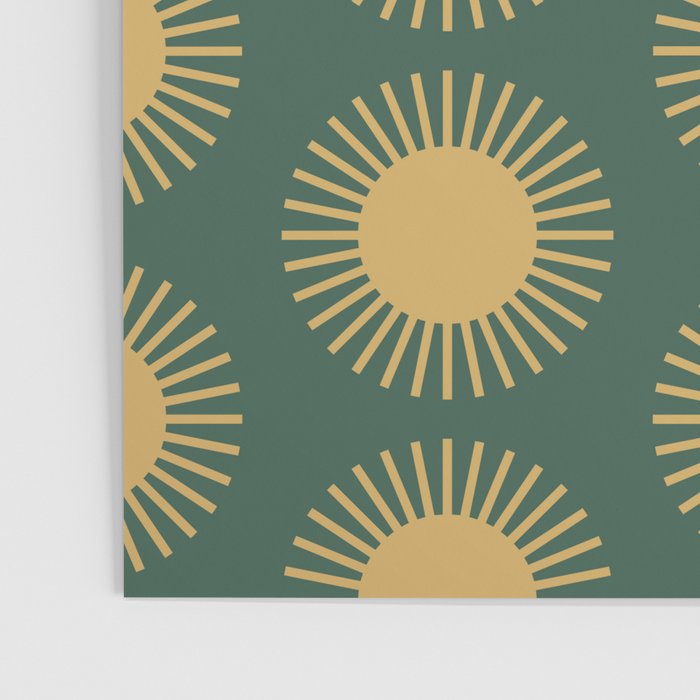 Boho Summer Sun Pattern X Kelly Green and Yellow Poster Gallery Image 3