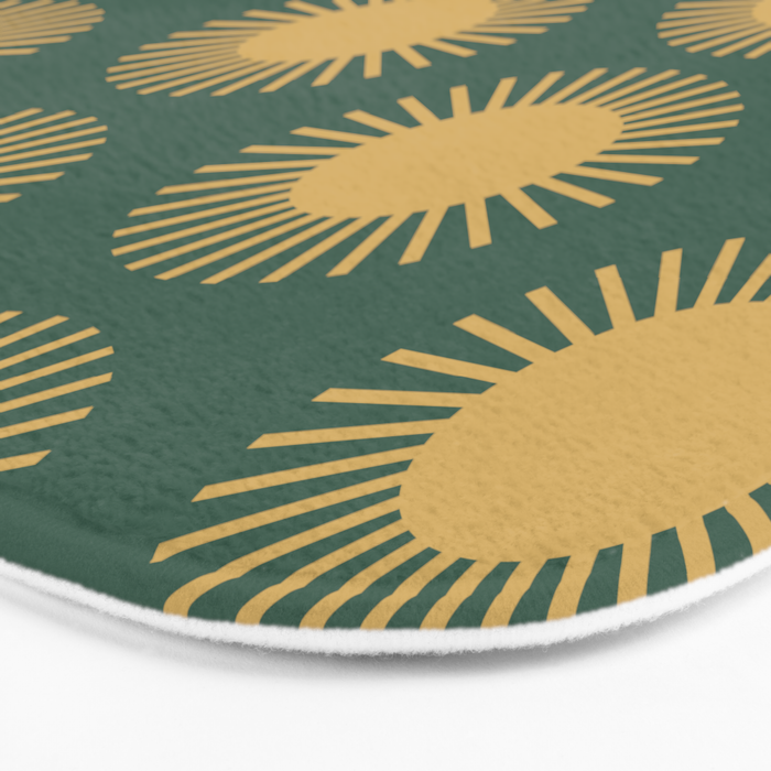 Boho Summer Sun Pattern X Kelly Green and Yellow Bath Mat Gallery Image 3