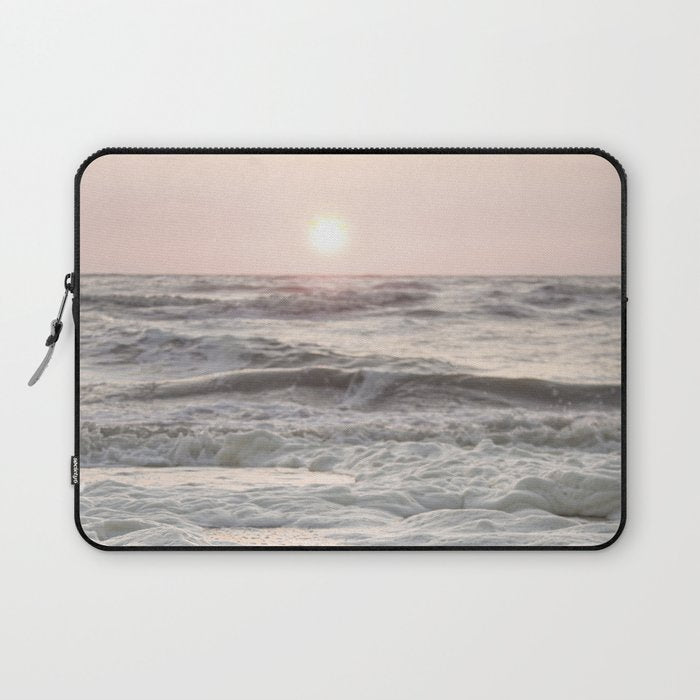 Pastel Tones Ocean In Holland Photo | Dutch Coast Seafoam And Waves Art Print | Travel Photography Laptop Sleeve Gallery Image 1