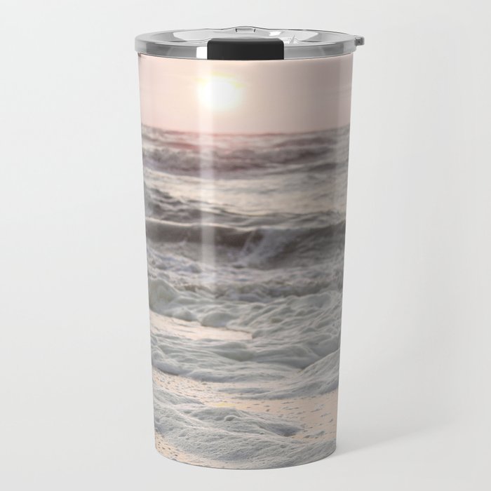 Pastel Tones Ocean In Holland Photo | Dutch Coast Seafoam And Waves Art Print | Travel Photography Travel Mug Gallery Image 1