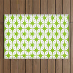 Lime Green Mid Century Modern Atomic Age Starburst Pattern Outdoor Rug Gallery Image 1