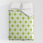 Lime Green Mid Century Modern Atomic Age Starburst Pattern Comforter Gallery Image 6