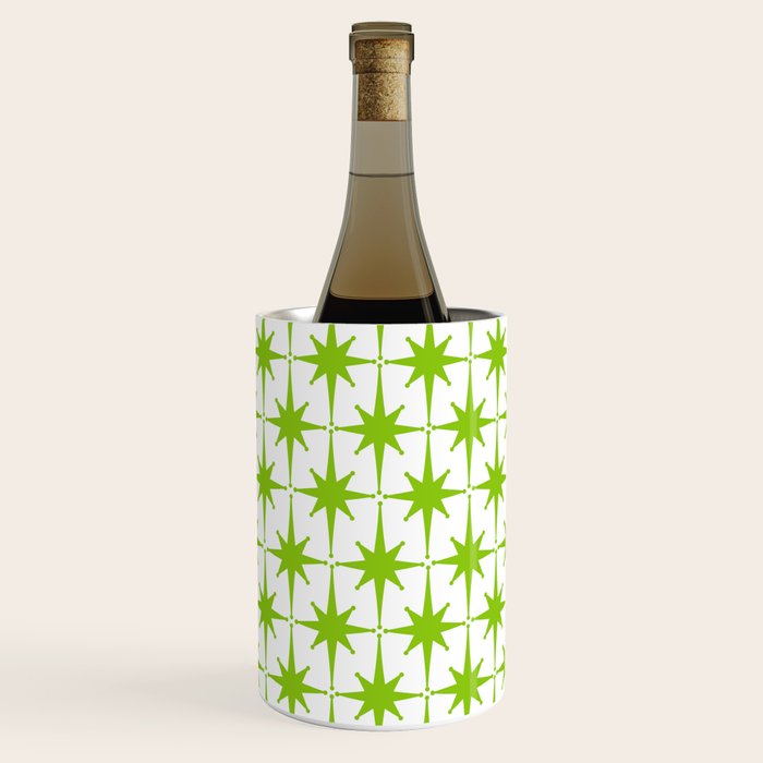 Lime Green Mid Century Modern Atomic Age Starburst Pattern Wine Chiller Gallery Image 3
