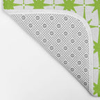 Lime Green Mid Century Modern Atomic Age Starburst Pattern Bath Mat Gallery Image 2