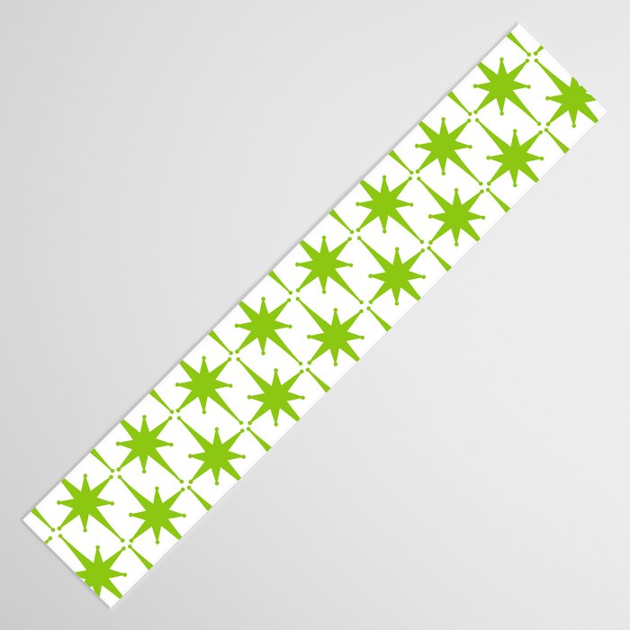 Lime Green Mid Century Modern Atomic Age Starburst Pattern Table Runner Gallery Image 3
