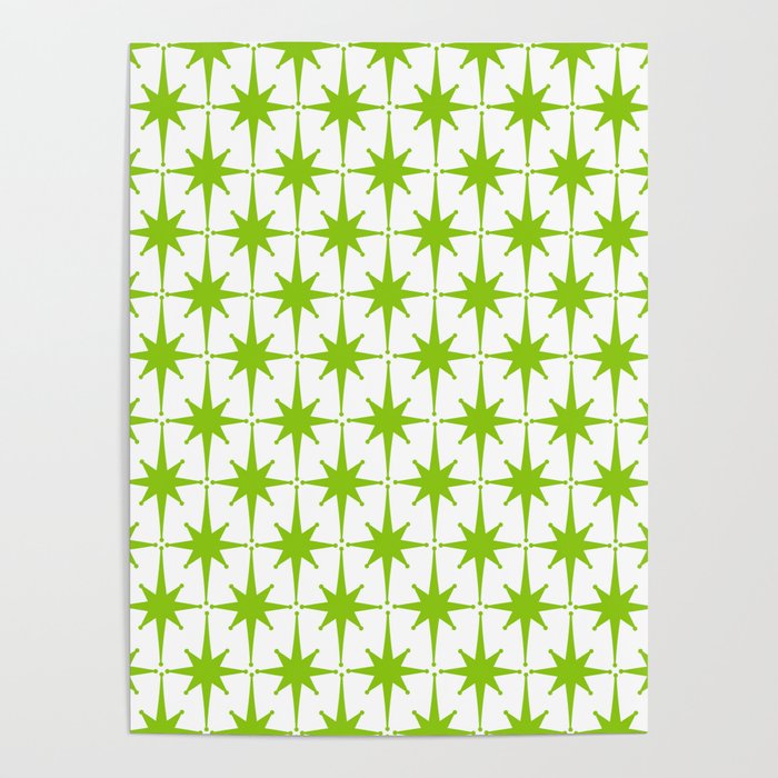 Lime Green Mid Century Modern Atomic Age Starburst Pattern Poster Gallery Image 4