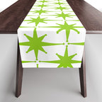 Lime Green Mid Century Modern Atomic Age Starburst Pattern Table Runner Gallery Image 1