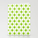 Lime Green Mid Century Modern Atomic Age Starburst Pattern Stationery Card Gallery Image 2