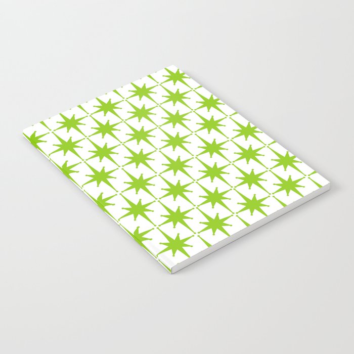 Lime Green Mid Century Modern Atomic Age Starburst Pattern Notebook Gallery Image 2