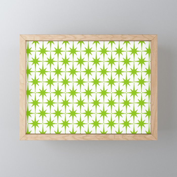 Lime Green Mid Century Modern Atomic Age Starburst Pattern Mini Art Print Gallery Image 1