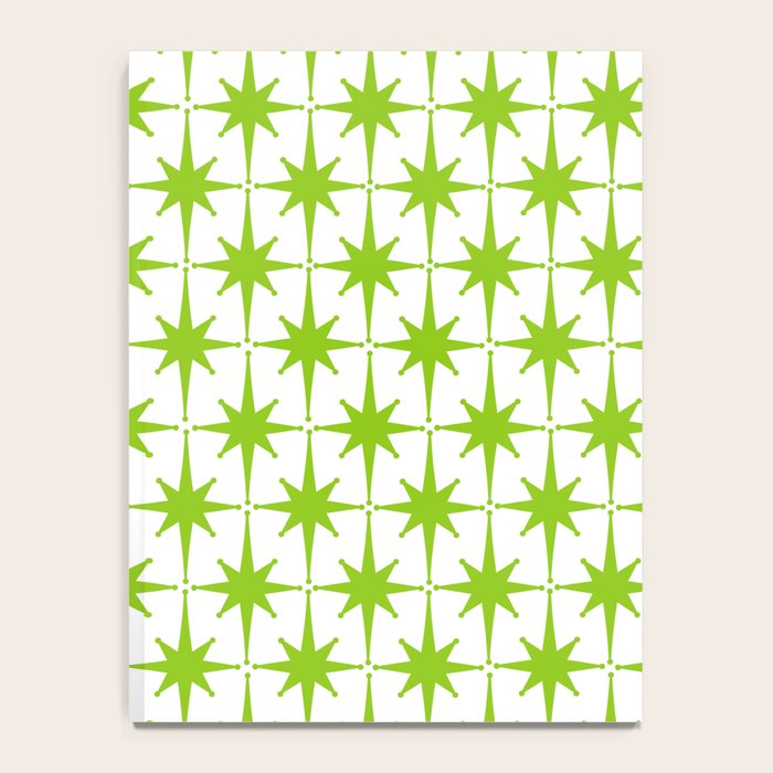 Lime Green Mid Century Modern Atomic Age Starburst Pattern Notebook Gallery Image 4