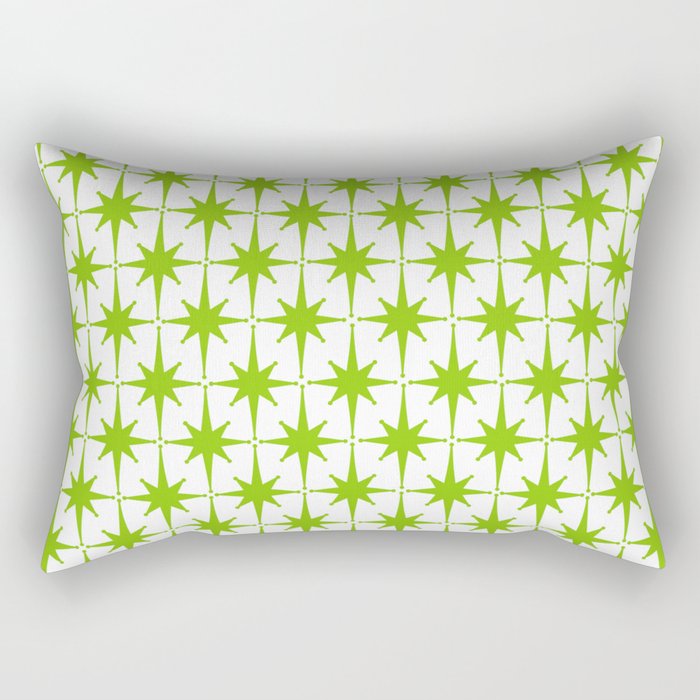 Lime Green Mid Century Modern Atomic Age Starburst Pattern Rectangular Pillow Gallery Image 2