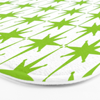 Lime Green Mid Century Modern Atomic Age Starburst Pattern Bath Mat Gallery Image 3