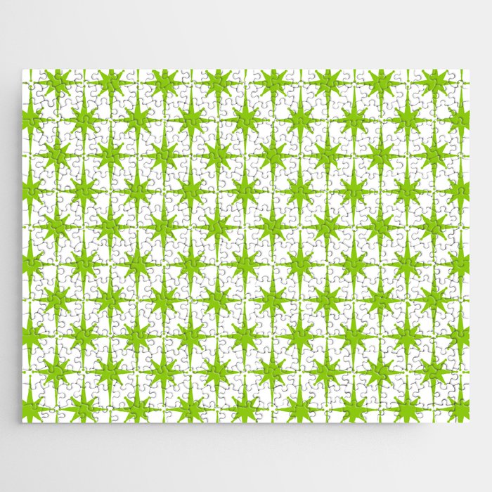 Lime Green Mid Century Modern Atomic Age Starburst Pattern Jigsaw Puzzle Gallery Image 1