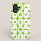Lime Green Mid Century Modern Atomic Age Starburst Pattern iPhone Case Gallery Image 1