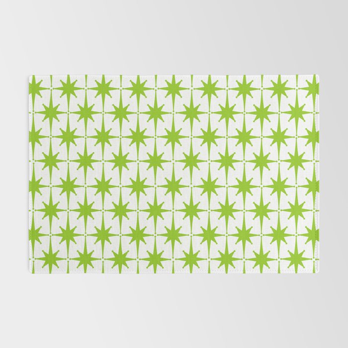 Lime Green Mid Century Modern Atomic Age Starburst Pattern Rug Gallery Image 2