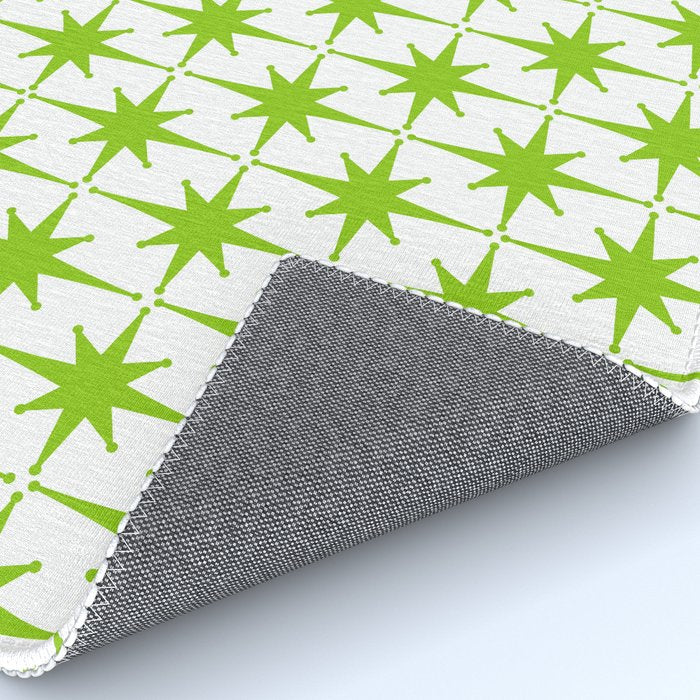 Lime Green Mid Century Modern Atomic Age Starburst Pattern Rug Gallery Image 4