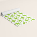 Lime Green Mid Century Modern Atomic Age Starburst Pattern Yoga Mat Gallery Image 2