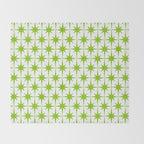 Lime Green Mid Century Modern Atomic Age Starburst Pattern Throw Blanket Gallery Image 2