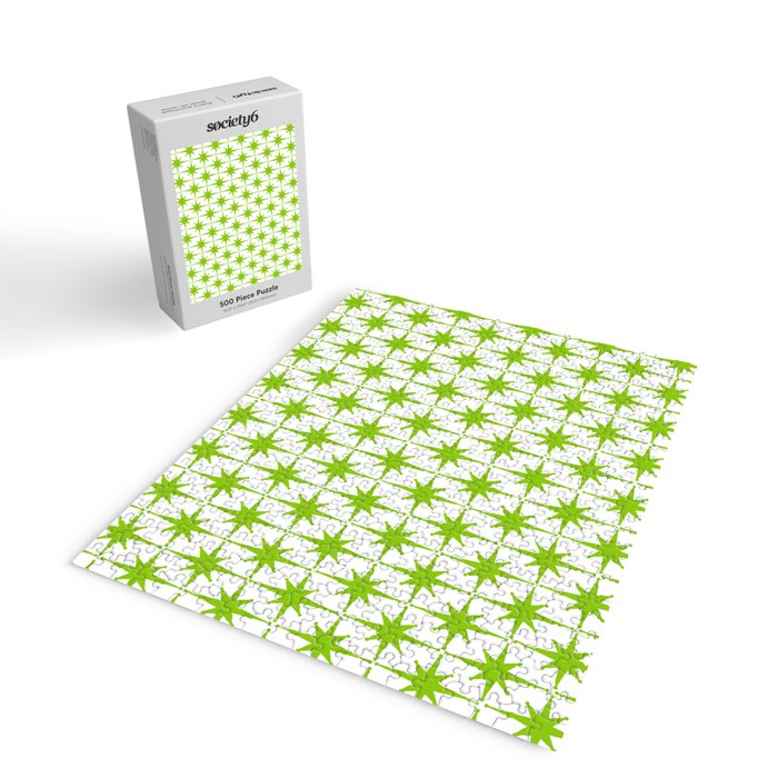 Lime Green Mid Century Modern Atomic Age Starburst Pattern Jigsaw Puzzle Gallery Image 2